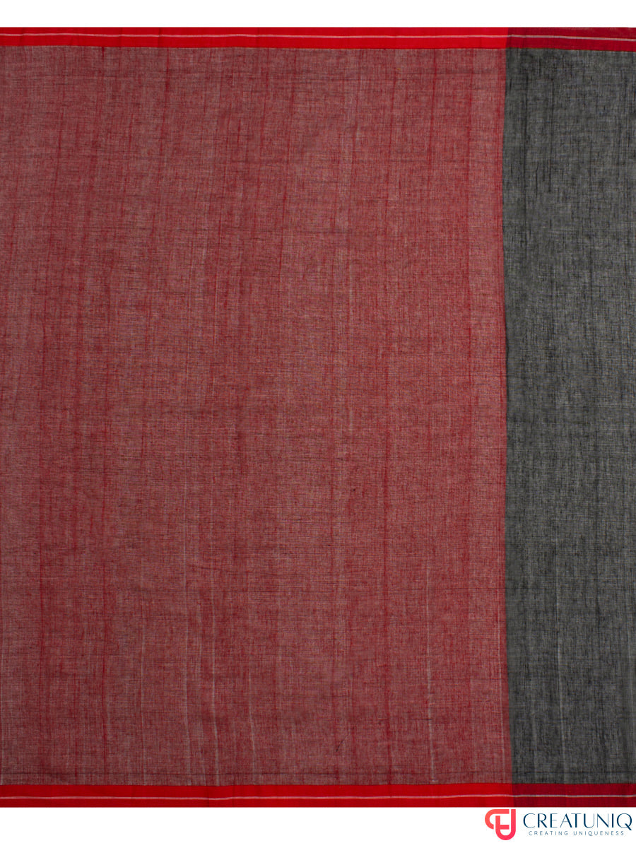 Ball Buti Bengal Handloom Pure Cotton Saree – Black & Red