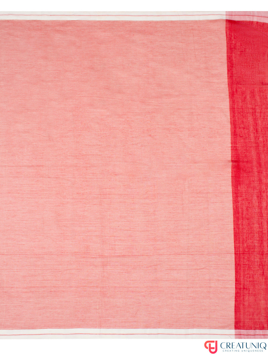 Ball Buti Bengal Handloom Pure Cotton Saree – Red & White