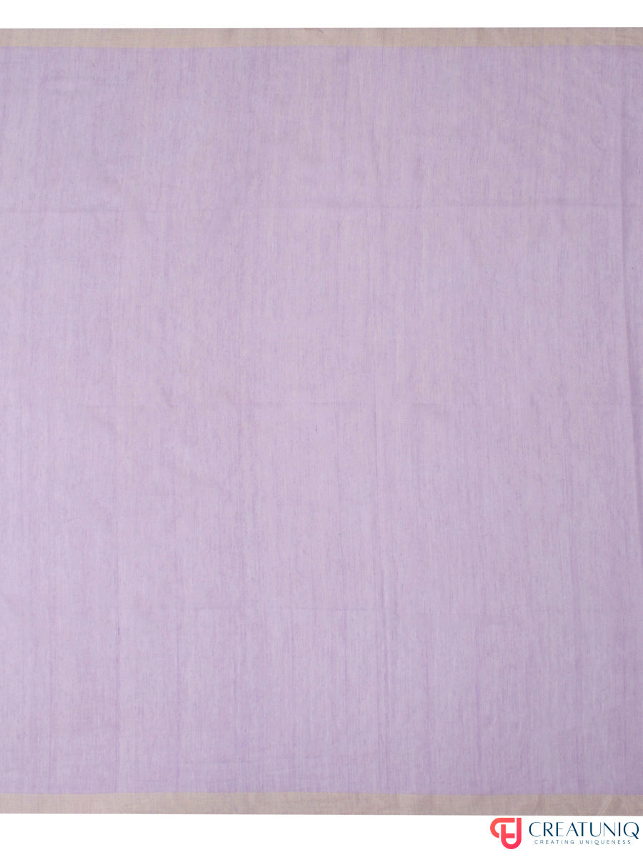 Ball Buti Bengal Handloom Pure Mul Cotton Saree – Lavender & White Stripes