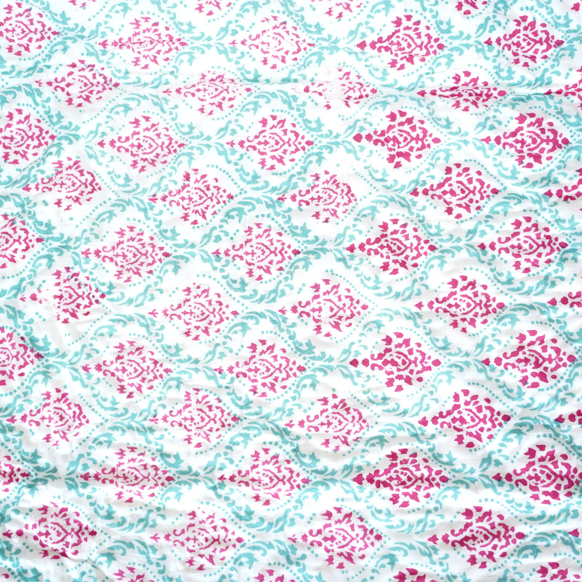 Blue Elephant Floral Reversible Hand Block Printed Cotton Quilt