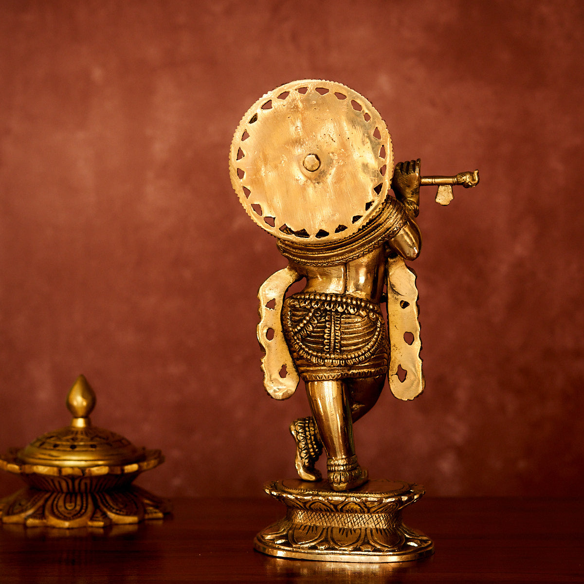 Krishna Brass Idol 11" with Antique Polish