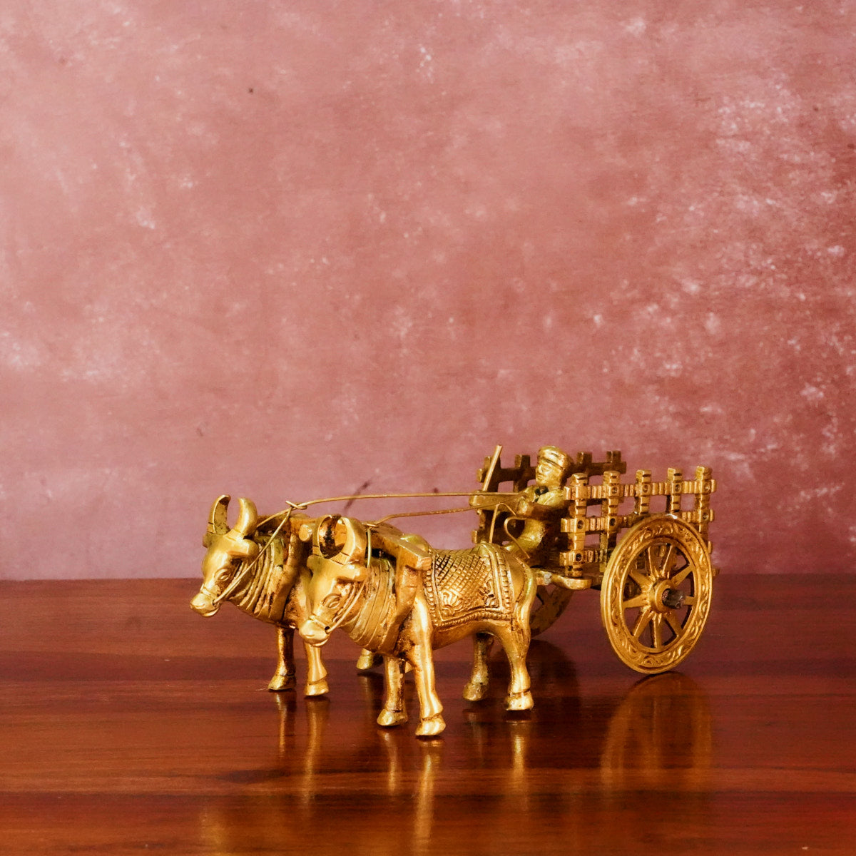 Brass Bullock Cart 3" with Antique Polish