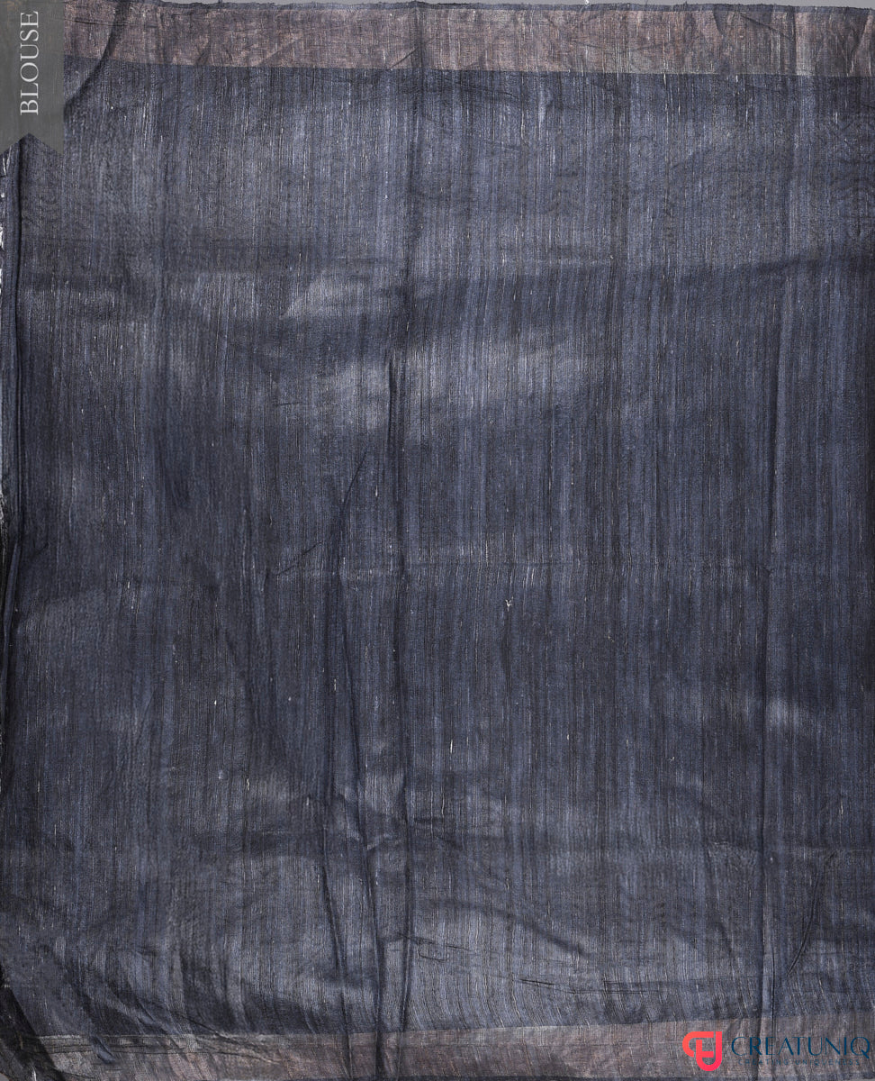 Handwoven Pure Silk Saree Adorned with Dancer Motif - Black