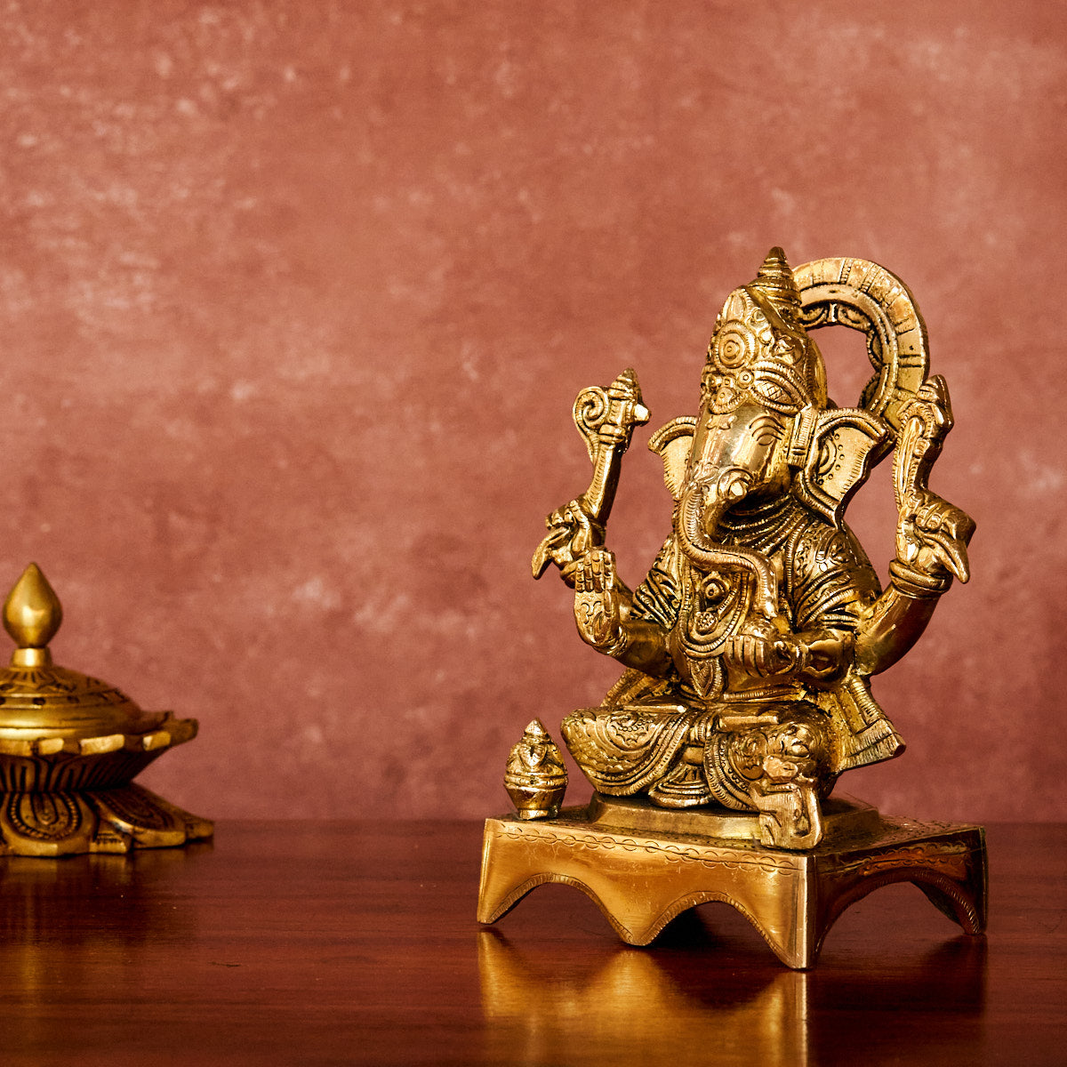 Ganesha Brass Idol 7" with Antique Polish