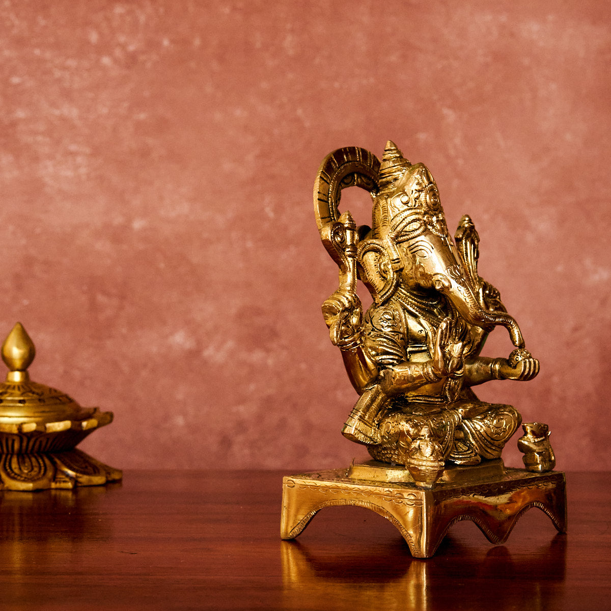 Ganesha Brass Idol 7" with Antique Polish