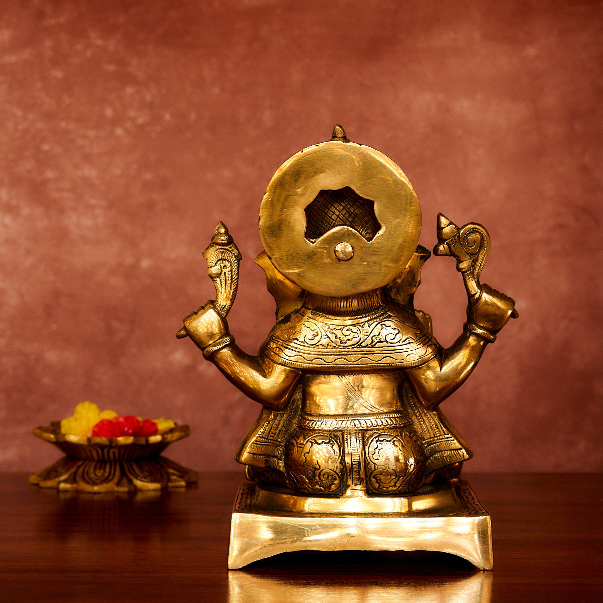Ganesha Brass Idol 9.5" with Antique Polish