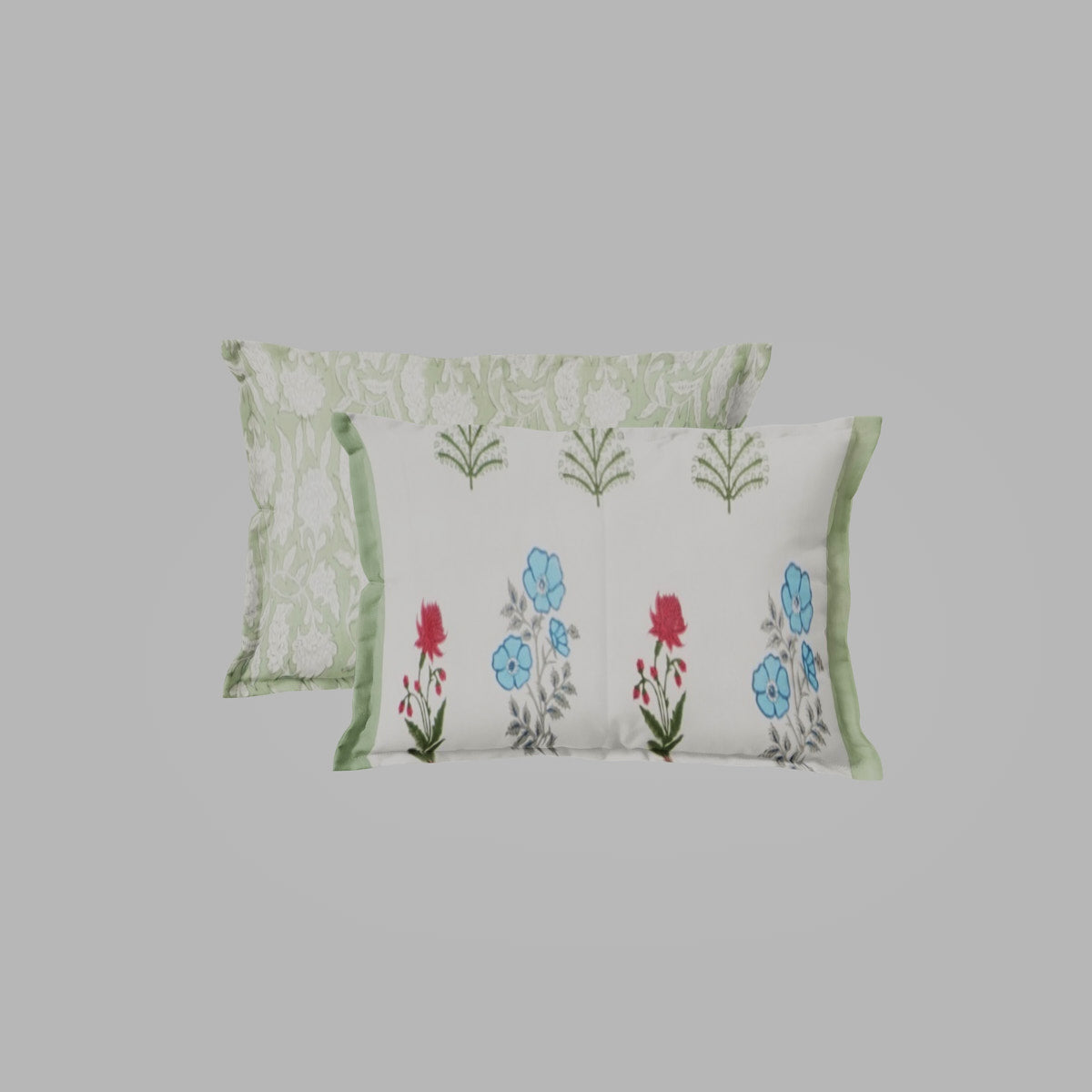 Green Hive Floral Hand Block Printed Cotton Bedsheet