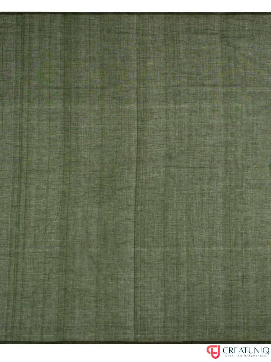 Katia Strip Bengal Handloom Pure Mul Cotton Saree – Green & Grey