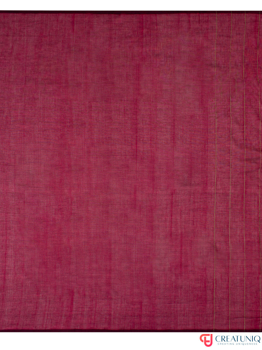 Katia Strip Bengal Handloom Pure Mul Cotton Saree – Red & Grey