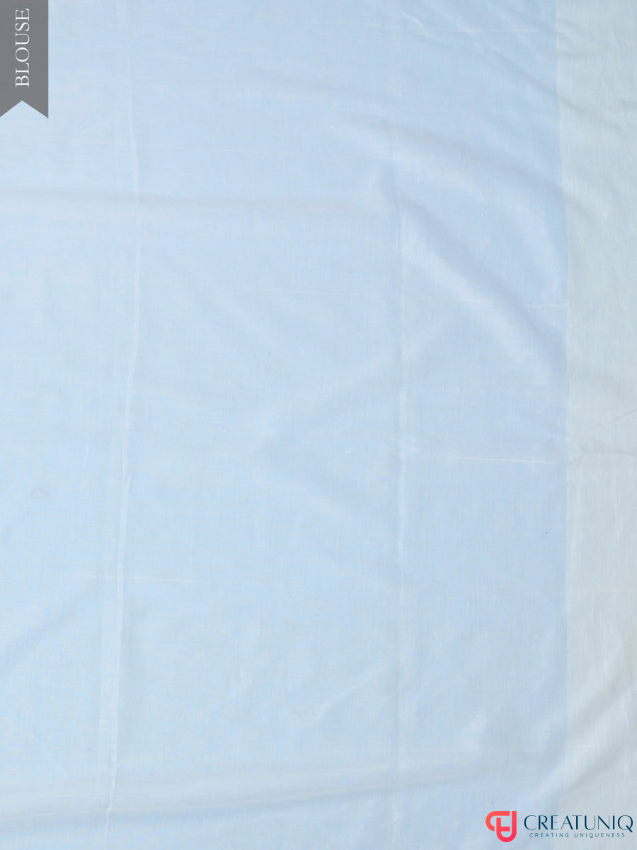 Pure Cotton Off White With Floral Design and Peacock Motif