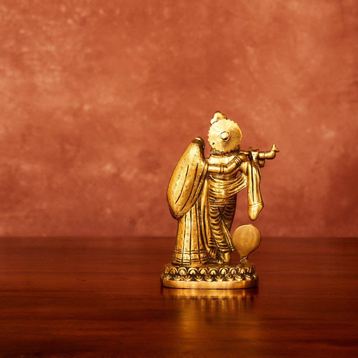 Radha Krishna Brass Idol 6" with Antique Polish