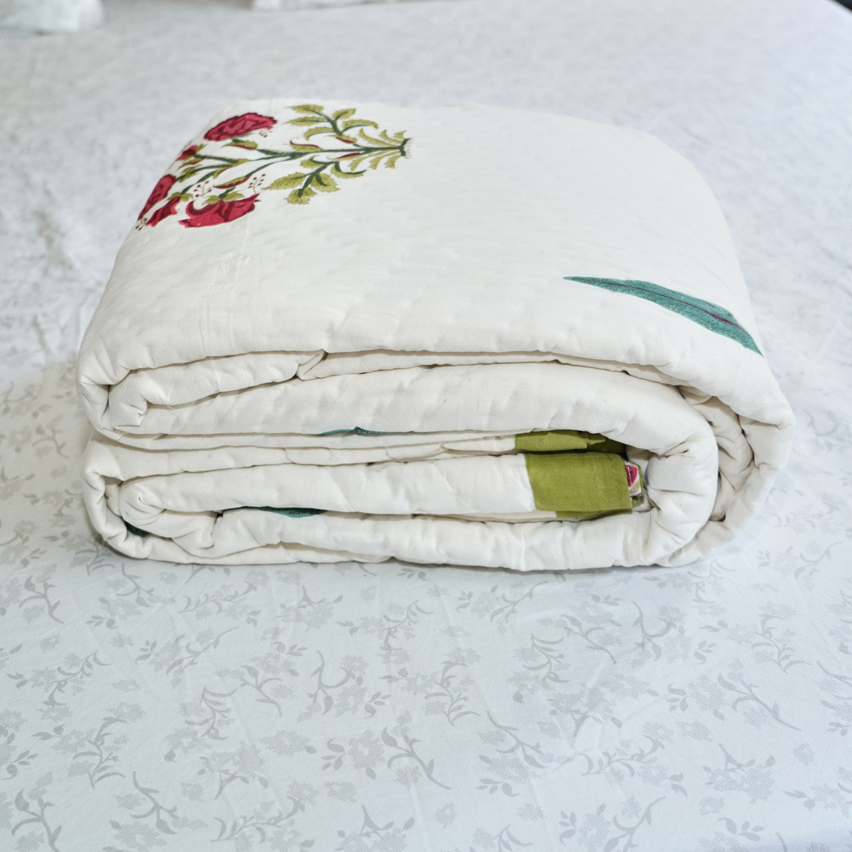 Wood Packer Reversible Hand Block Printed Cotton Quilt