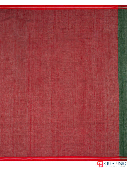 Ball Buti Bengal Handloom Pure Cotton Saree – Green & Red