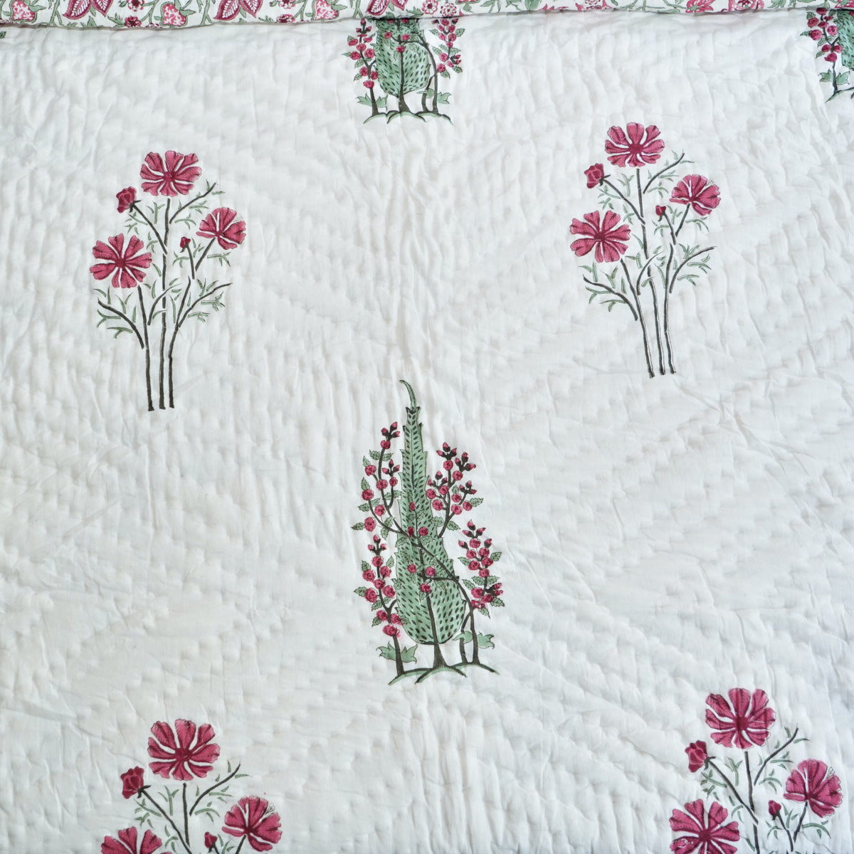 Blooming Radiance Reversible Hand Block Printed Cotton Quilt