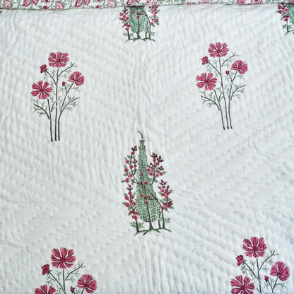 Blooming Radiance Reversible Hand Block Printed Cotton Quilt