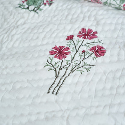 Blooming Radiance Reversible Hand Block Printed Cotton Quilt