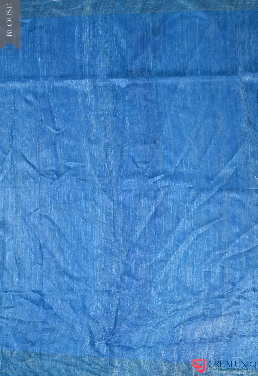 Blue and Green Handwoven Pure Silk Saree with Elegant Floral Designs