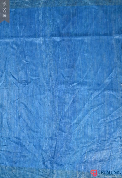 Blue and Green Handwoven Pure Silk Saree with Elegant Floral Designs