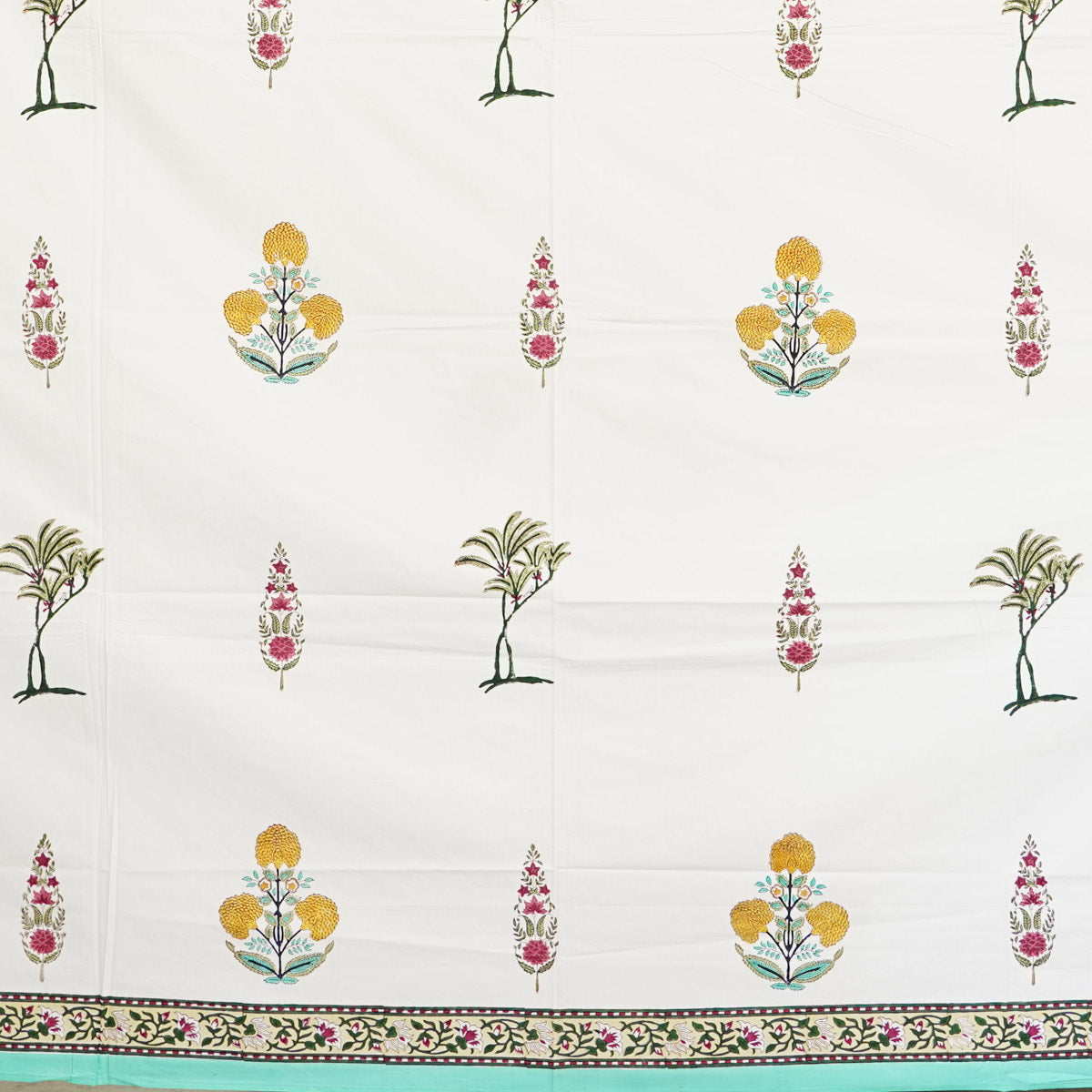 Botanical Bliss Hand Block Printed Cotton Bedsheet