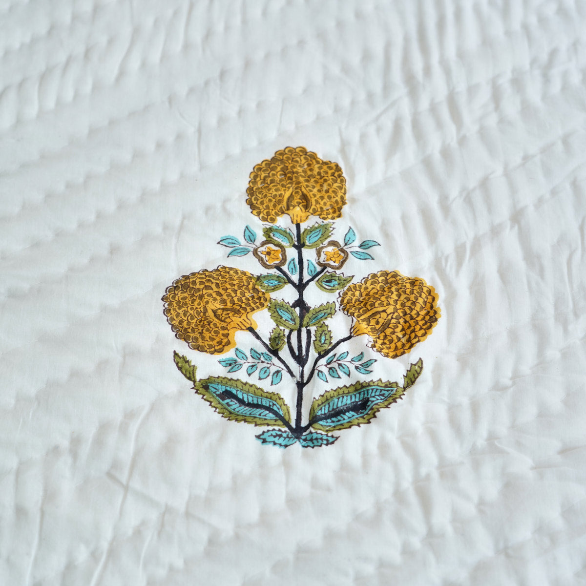 Botanical Bliss Reversible Hand Block Printed Cotton Quilt