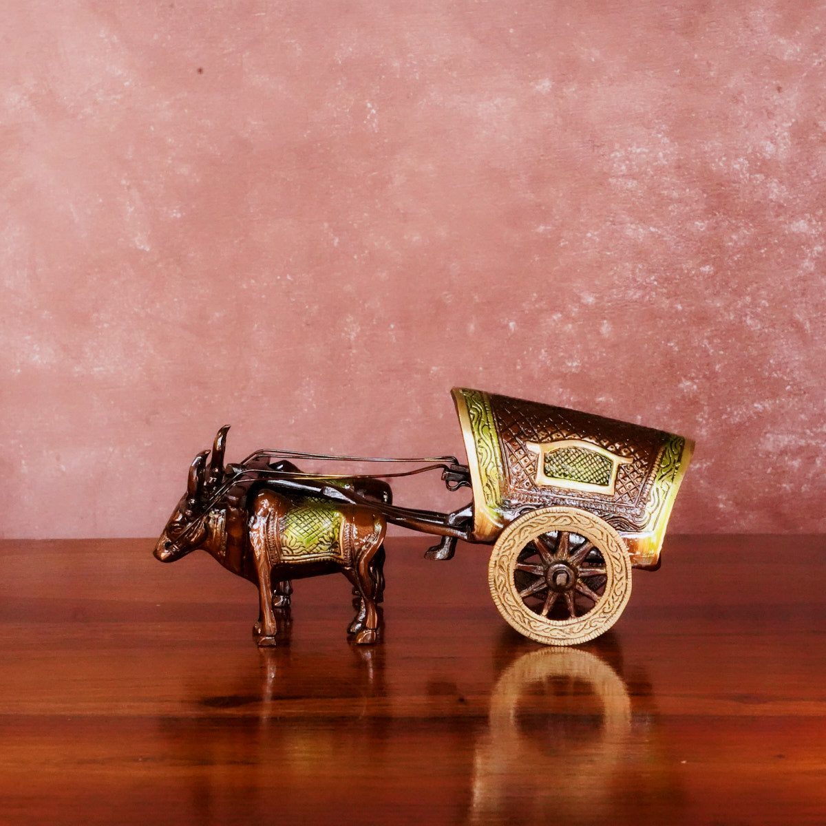 Brass Bullock Cart 3.5" with Vintage Polish