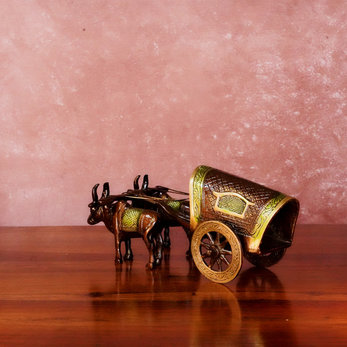 Brass Bullock Cart 3.5" with Vintage Polish