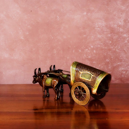Brass Bullock Cart 3.5" with Vintage Polish