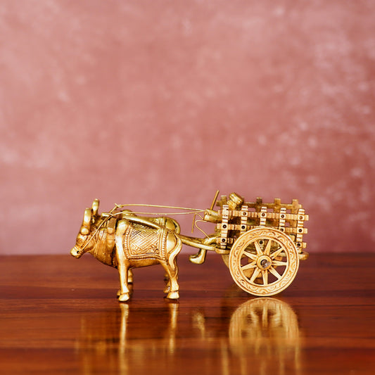 Brass Bullock Cart 3" with Antique Polish