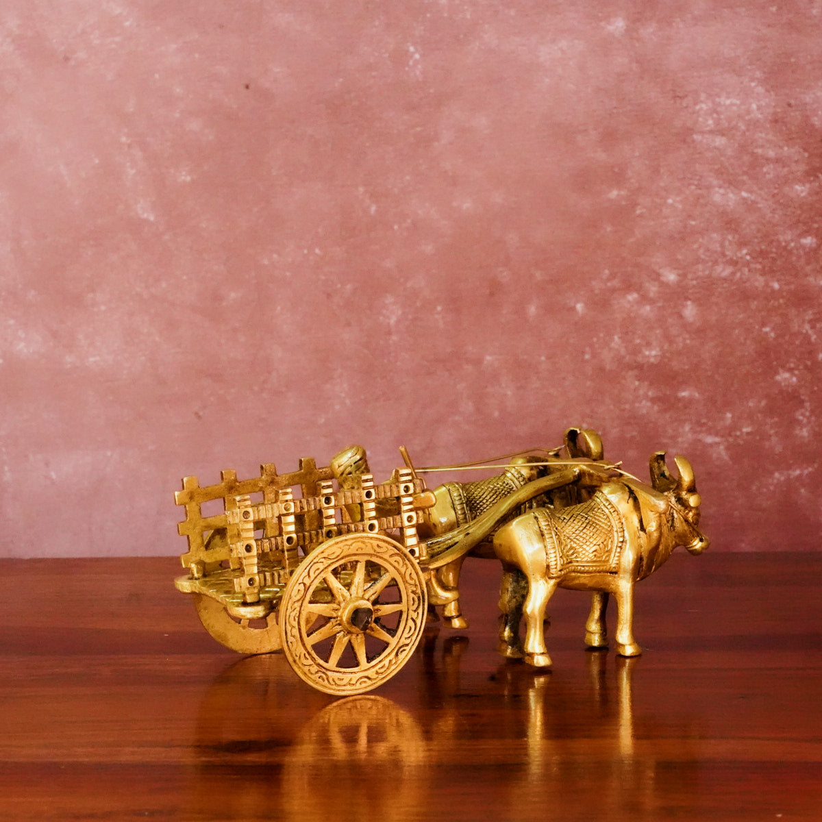 Brass Bullock Cart 3" with Antique Polish