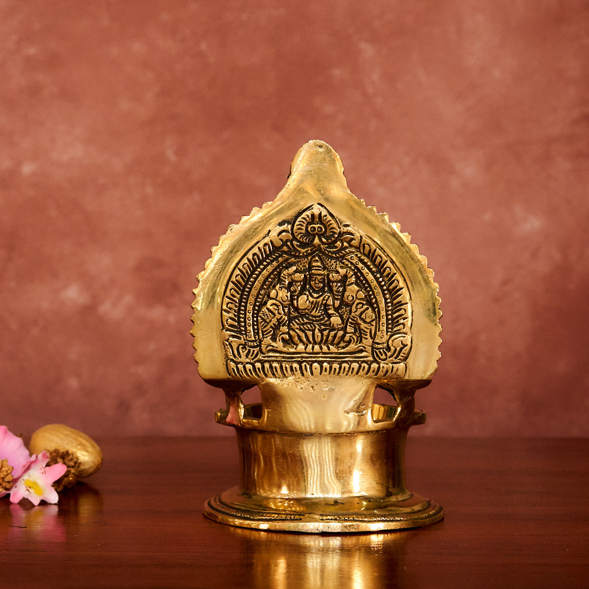 Brass Gajalakshmi Diya 6.5" with Antique Polish
