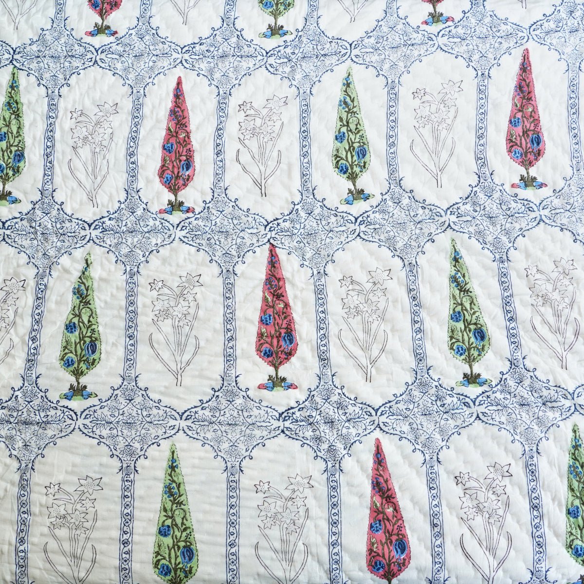 Colorful Cypress Reversible Hand Block Printed Cotton Quilt