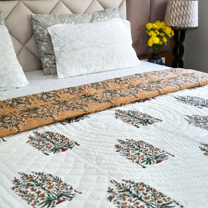 Floral Elegance Reversible Hand Block Printed Cotton Quilt