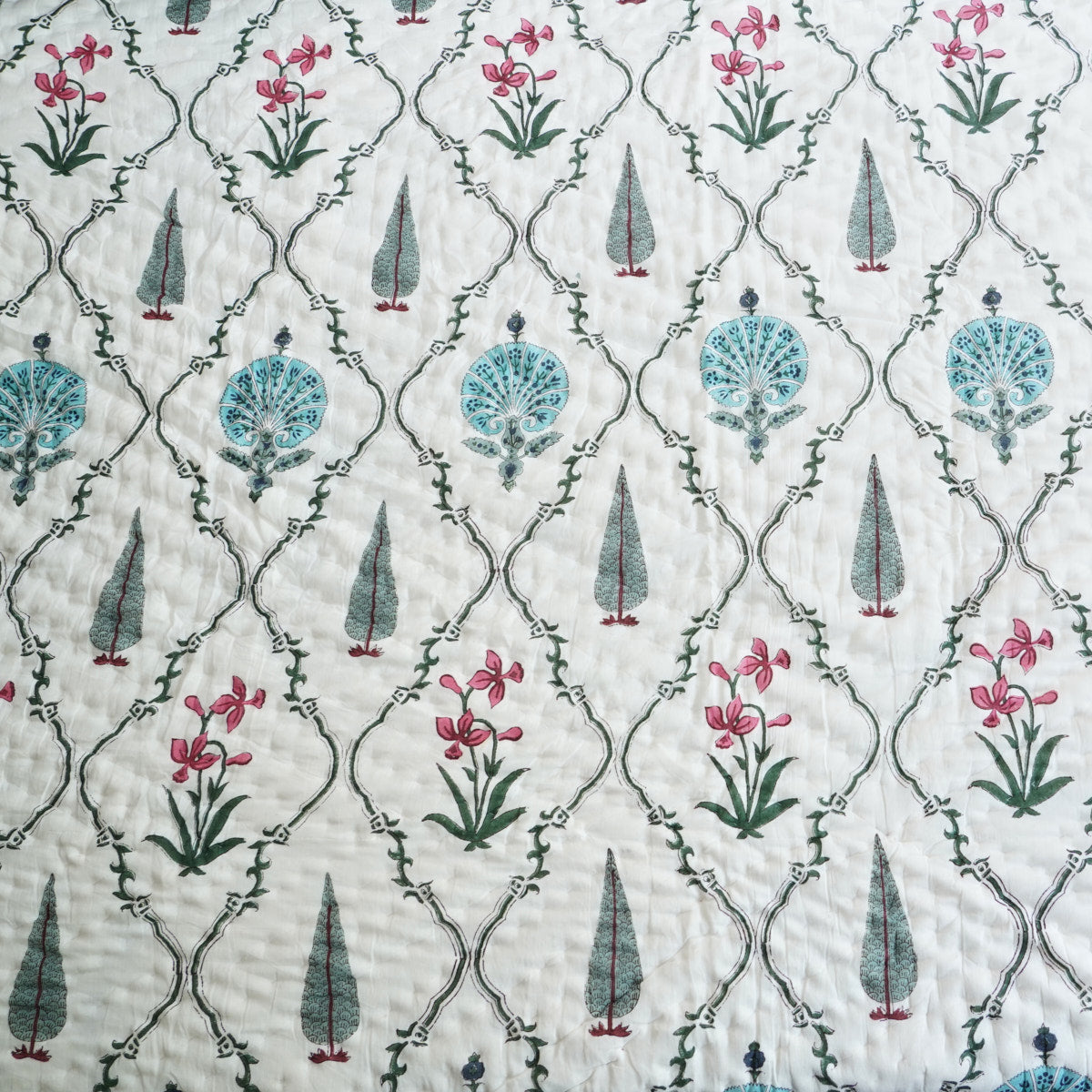 Garden Glow Reversible Hand Block Printed Cotton Quilt