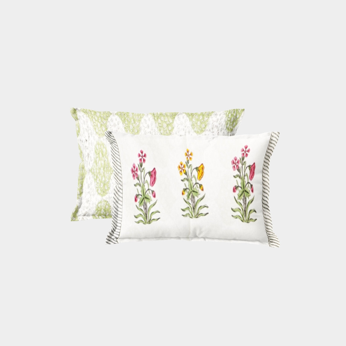 Green Jaali Floral Hand Block Printed Cotton Bedsheet