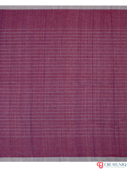 Grey Checkbox Bengal Handloom Pure Cotton Saree – Magenta