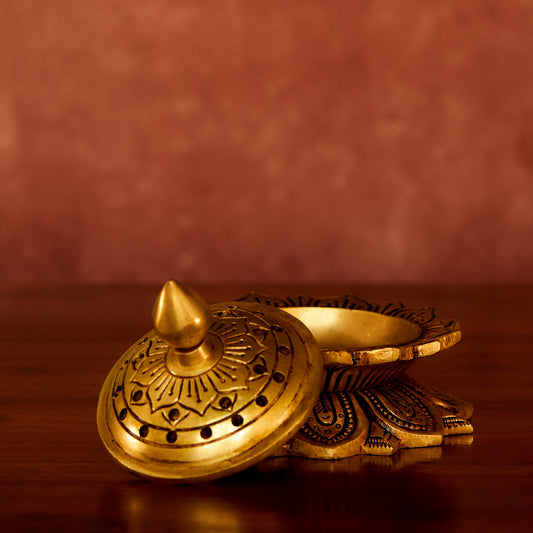 Handmade Brass Dhoop Dani 4" with Antique Polish