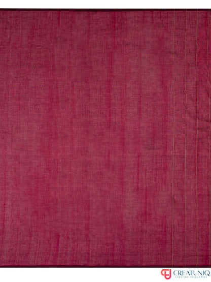 Katia Strip Bengal Handloom Pure Mul Cotton Saree – Red & Grey