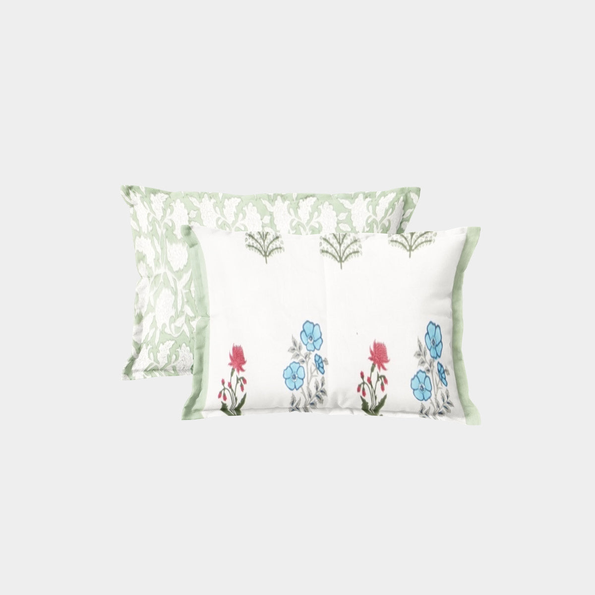 Leaf and Bloom Hand Block Printed Cotton Bedsheet