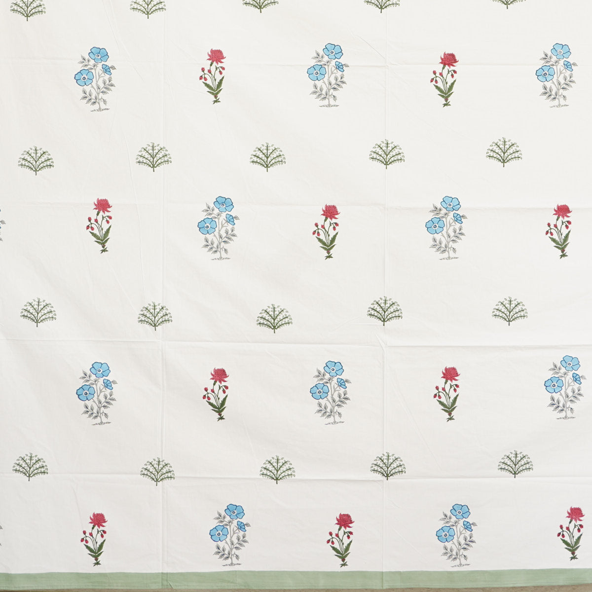 Leaf and Bloom Hand Block Printed Cotton Bedsheet