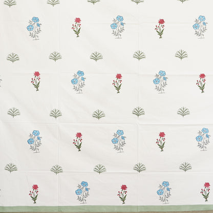 Leaf and Bloom Hand Block Printed Cotton Bedsheet