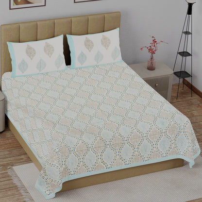 Leafy Hive Hand Block Printed Cotton Bedsheet
