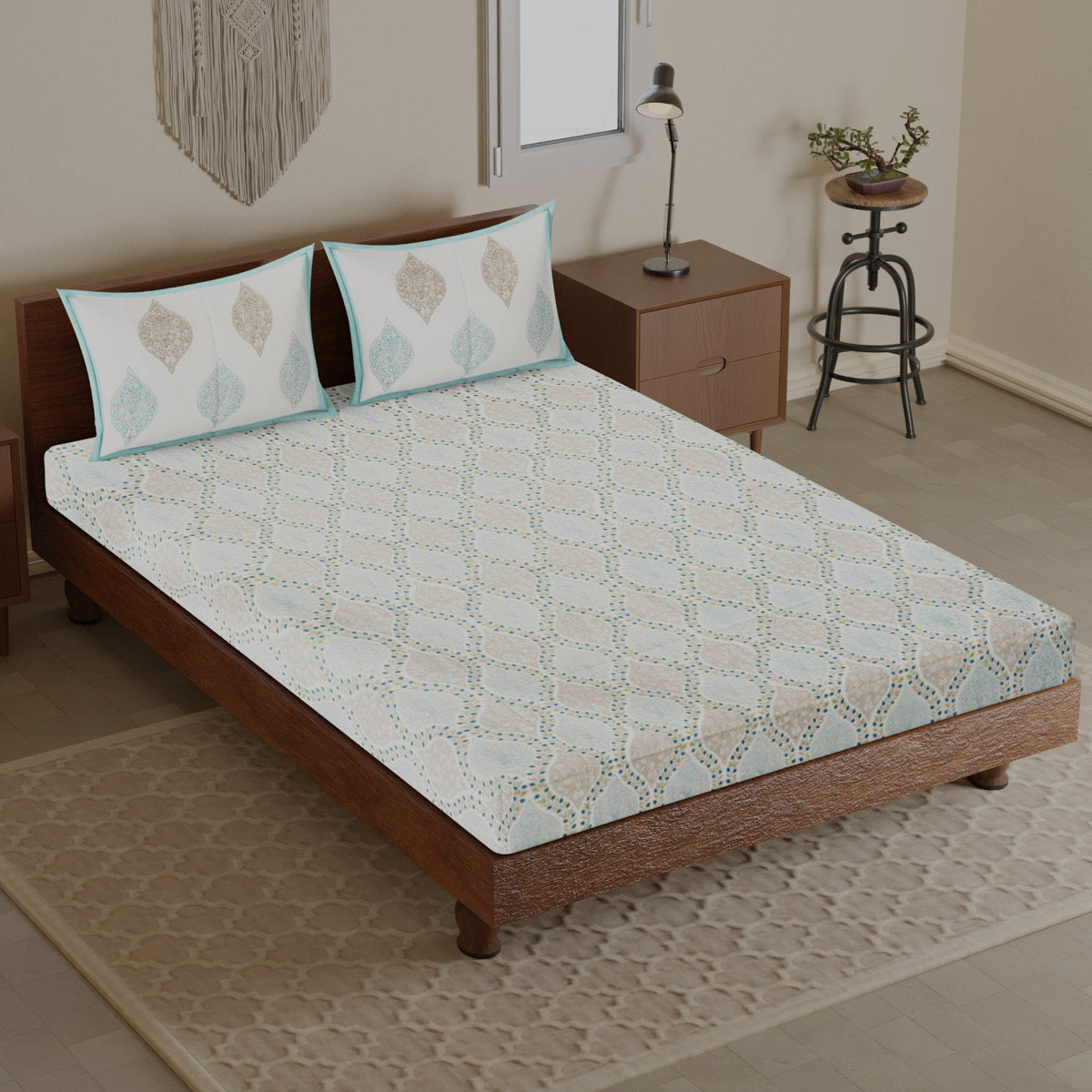 Leafy Hive Hand Block Printed Cotton Bedsheet