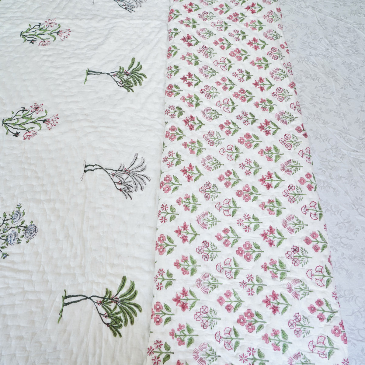 Nature’s Bloom Reversible Hand Block Printed Cotton Quilt