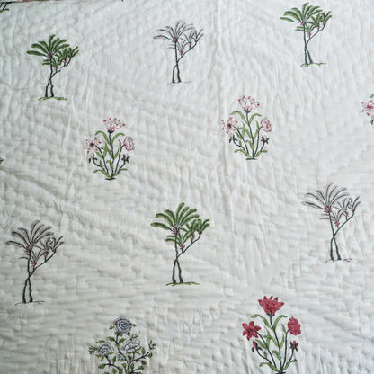 Nature’s Bloom Reversible Hand Block Printed Cotton Quilt