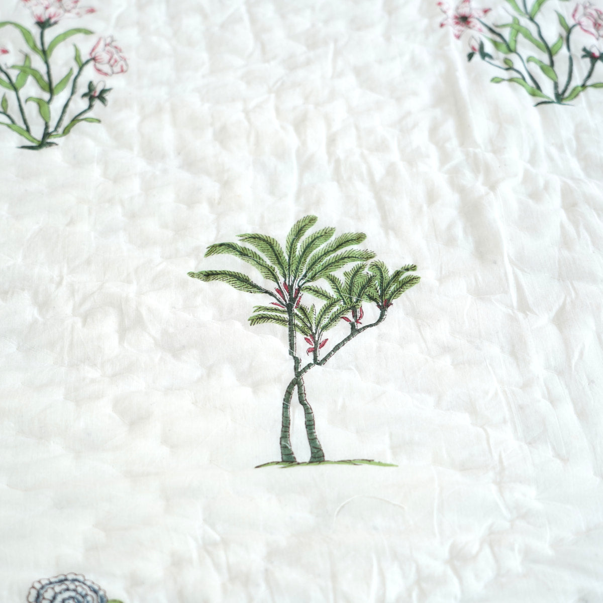 Nature’s Bloom Reversible Hand Block Printed Cotton Quilt