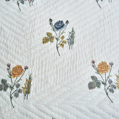 Rose Meadow Grace Reversible Hand Block Printed Cotton Quilt
