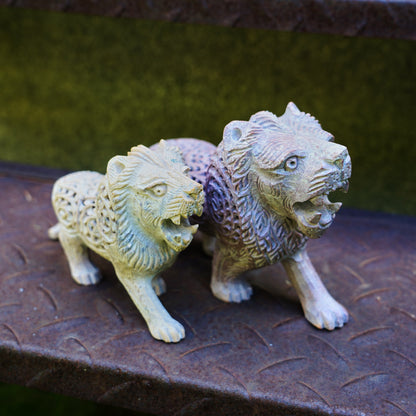 Stone Lion Sculpture with Intricate Jali Carving
