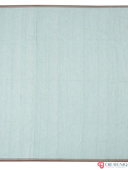 White Ball Buti Handloom Bengal Pure Cotton Saree – Sky Blue