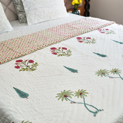 Wood Packer Reversible Hand Block Printed Cotton Quilt