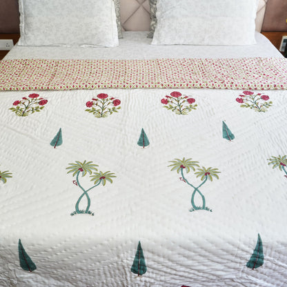 Wood Packer Reversible Hand Block Printed Cotton Quilt